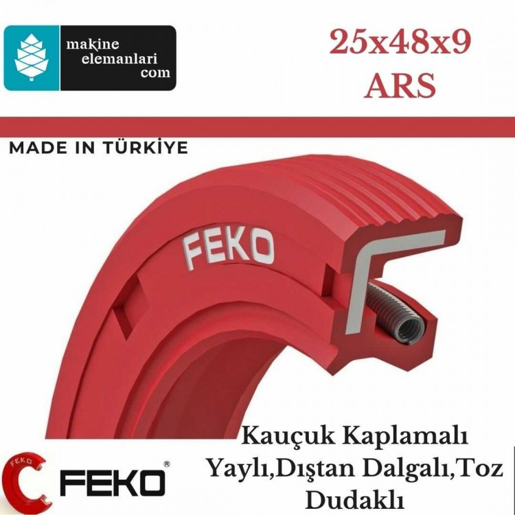 25x48x9 mm FEKO NBR DÖNER MİL YAĞ KEÇESİ TİP-ARS 3436 25*48*9 mm
