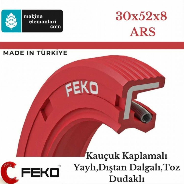 30x52x8 mm FEKO NBR DÖNER MİL YAĞ KEÇESİ TİP-ARS 80 30*52*8 mm