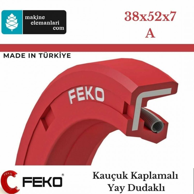 38x52x7 mm FEKO NBR DÖNER MİL YAĞ KEÇESİ TİP-A 139 38*52*7 mm