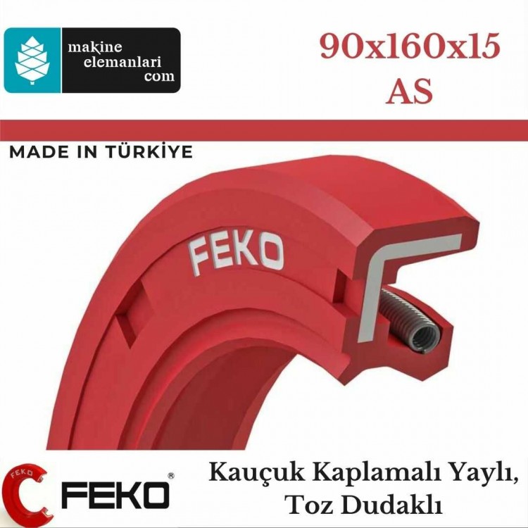 90x160x15 mm FEKO NBR DÖNER MİL YAĞ KEÇESİ TİP-AS 442 90*160*15 mm