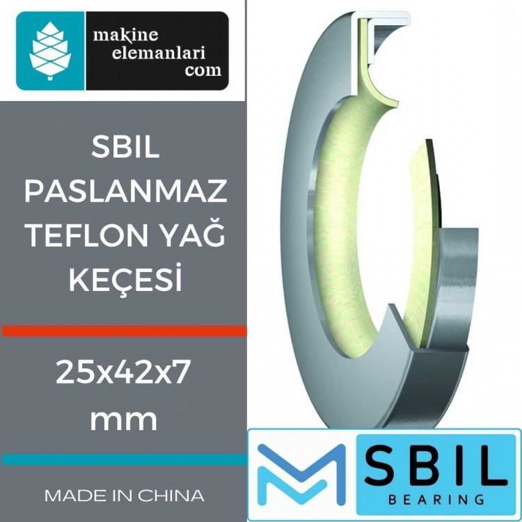 25x42x7 mm SBIL PASLANMAZ TEFLON YAĞ KEÇESİ 25*42*7 mm (PTFE) 25x42x7 mm SBIL PASLANMAZ TEFLON YAĞ KEÇESİ 25*42*7 mm (PTFE)