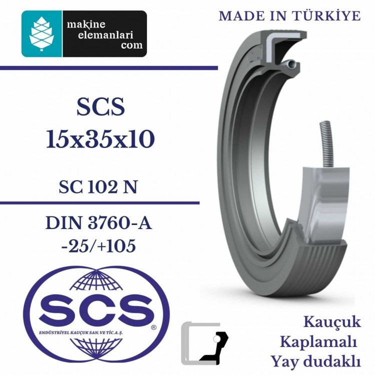 15x35x10 mm SCS NBR DÖNER MİL YAĞ KEÇESİ 15*35*10 mm