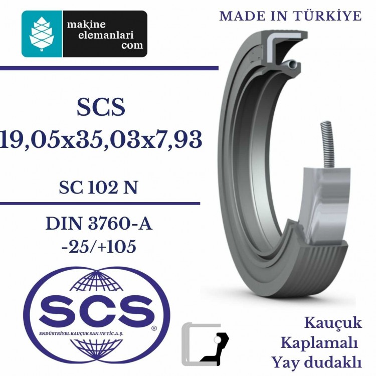 19,05x35,03x7,93 mm SCS NBR DÖNER MİL YAĞ KEÇESİ 19,05*35,03*7,93 mm