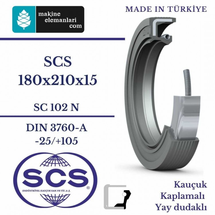 180x210x15 mm SCS NBR DÖNER MİL YAĞ KEÇESİ 180x210x15 mm