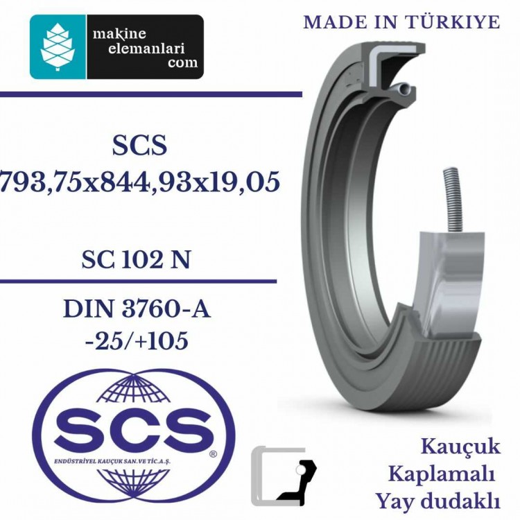 793,75x844,93x19,05 mm SCS NBR DÖNER MİL YAĞ KEÇESİ 793,75*844,93*19,05 mm