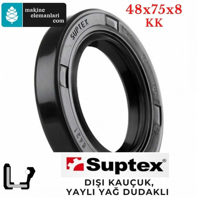 48x75x8 mm SUPTEX KK NBR DÖNER MİL YAĞ KEÇESİ 7250 48*75*8