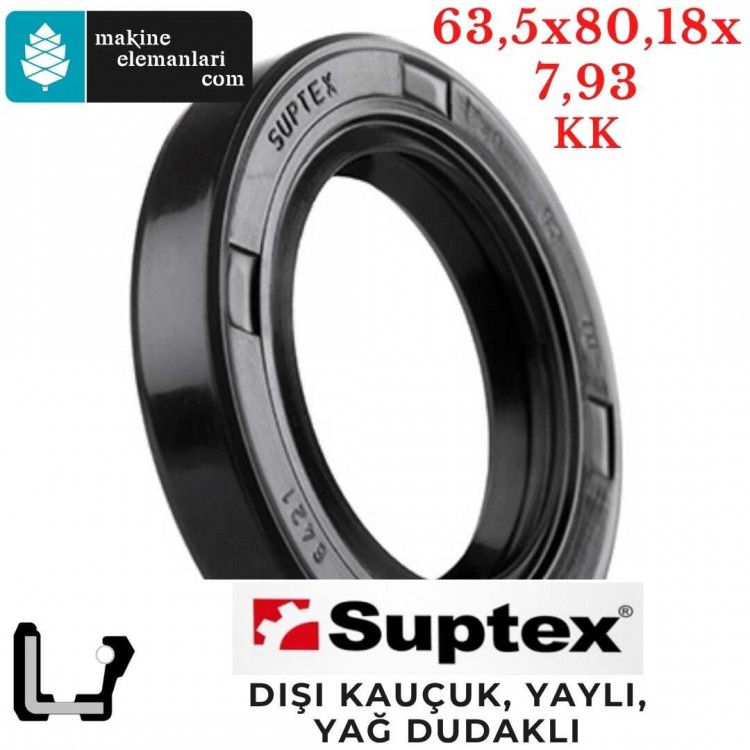 63,5x80,18x7,93 mm SUPTEX KK NBR DÖNER MİL YAĞ KEÇE 7074 63,5*80,18*7,93 mm