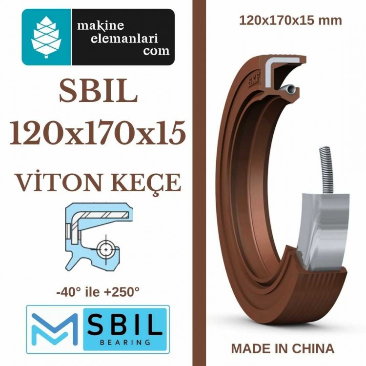 120x170x15 mm SBIL TC NBR DÖNER MİL YAĞ KEÇESİ (Viton) 120*170*15 mm