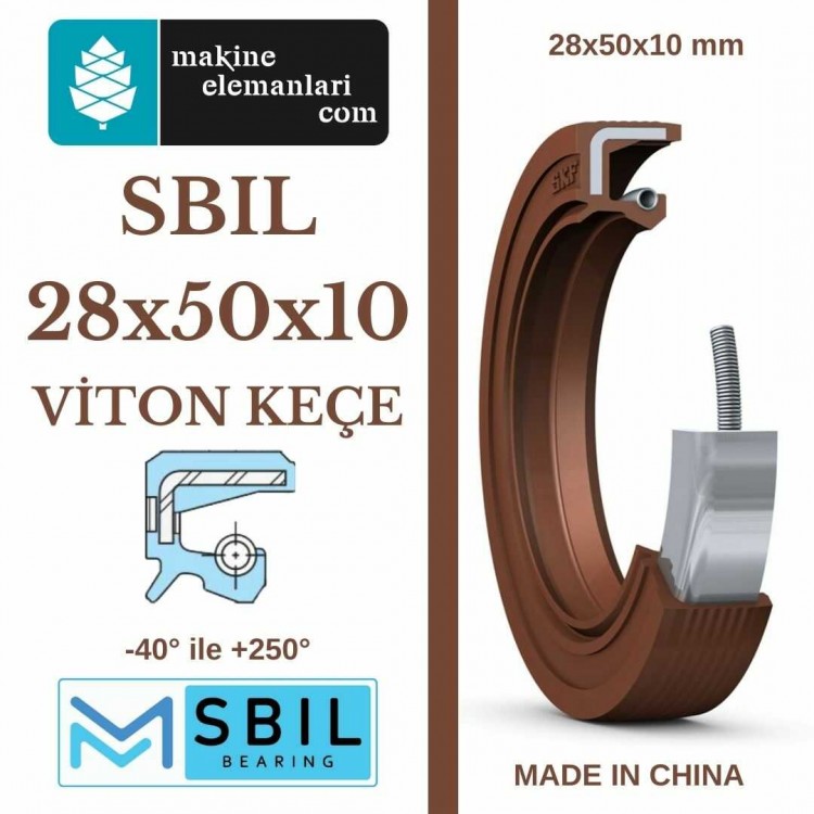 28x50x10 mm SBIL TC NBR DÖNER MİL YAĞ KEÇESİ (Viton) 28*50*10 mm