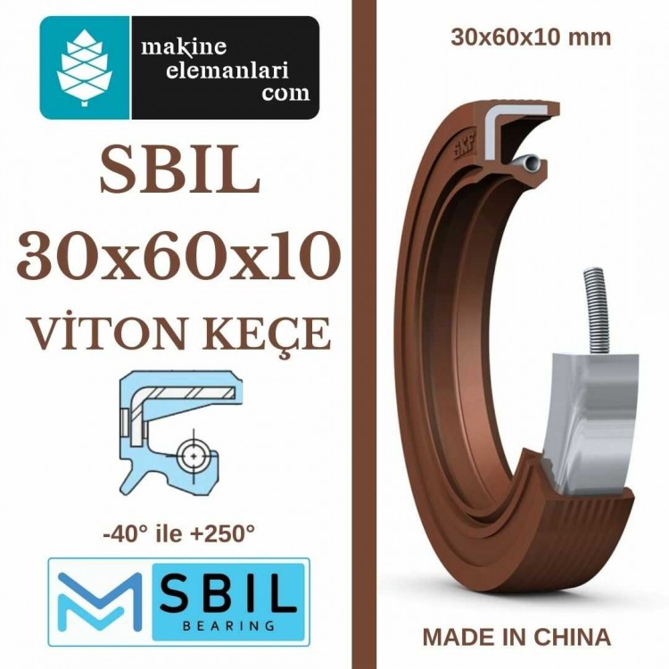 30x60x10 mm SBIL TC NBR DÖNER MİL YAĞ KEÇESİ (Viton) 30*60*10 mm