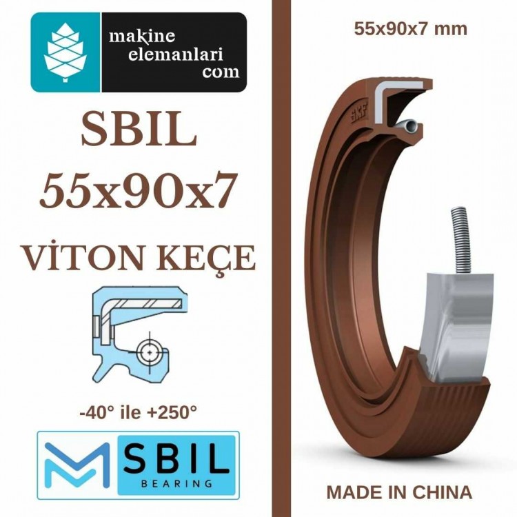55x90x7 mm SBIL TC NBR DÖNER MİL YAĞ KEÇESİ (Viton) 55*90*7 mm