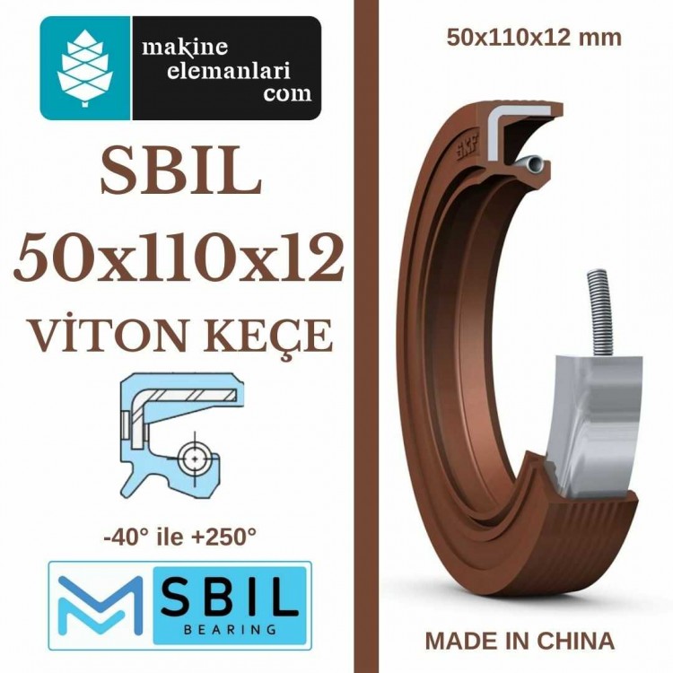 50x110x12 mm SBIL TC NBR DÖNER MİL YAĞ KEÇESİ (Viton) 50*110*12 mm