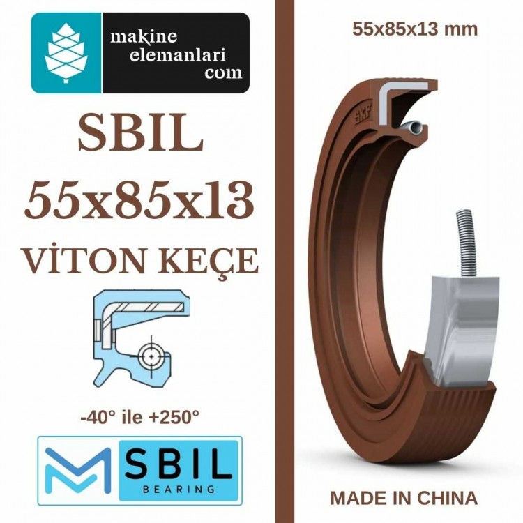 55x85x13 mm SBIL TC NBR DÖNER MİL YAĞ KEÇESİ (Viton) 55*85*13 mm