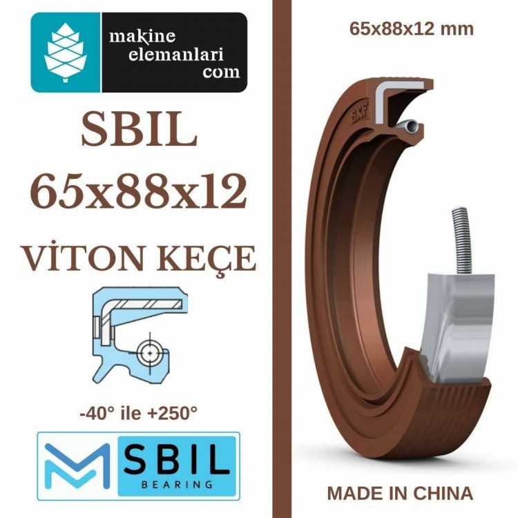 65x88x12 mm SBIL TC NBR DÖNER MİL YAĞ KEÇESİ (Viton) 65*88*12 mm