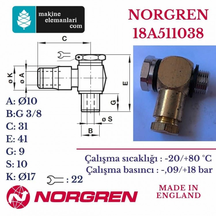 Norgren 18A511038 W-VS 10-3/8 KLEMMRING