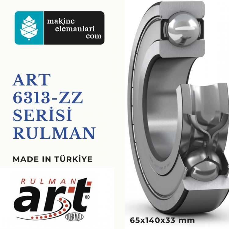 6313 ZZ Art Rulman Çelik Kapak 65x140x33 - 65*140*33 mm