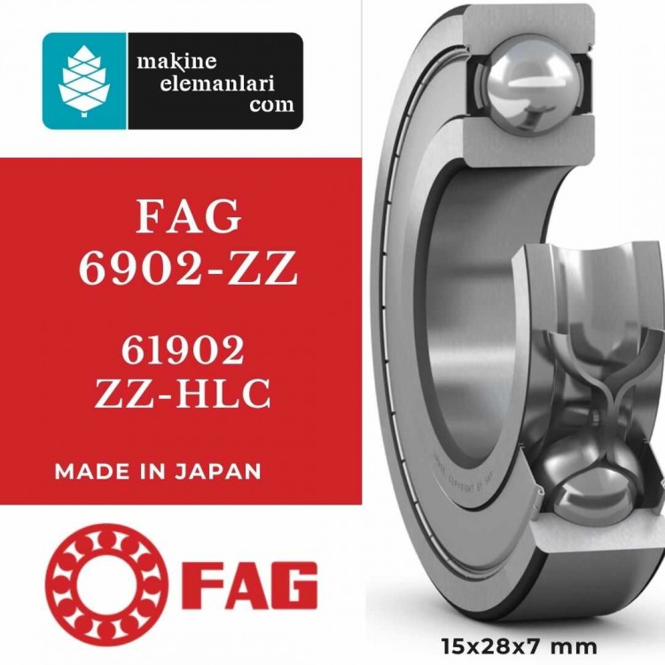 6902 ZZ-HLC FAG Rulman - Çelik Kapak (15x28x7 - 15*28*7) (61902)