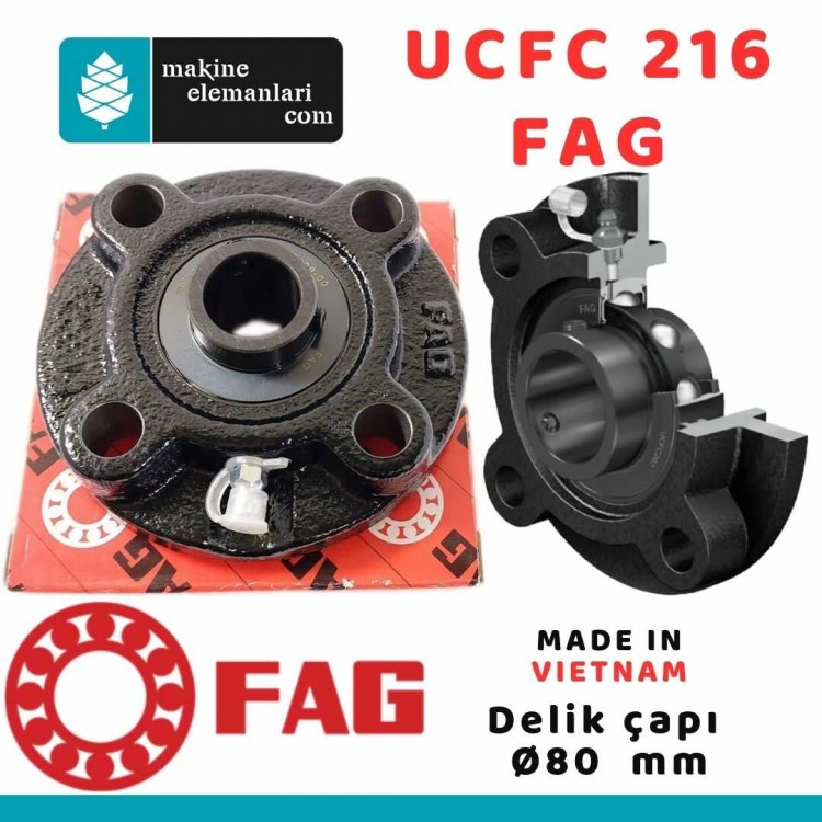 UCFC 216 FAG YATAKLI RULMAN (Mil Çapı : 80 mm) (Made in Vietnam)