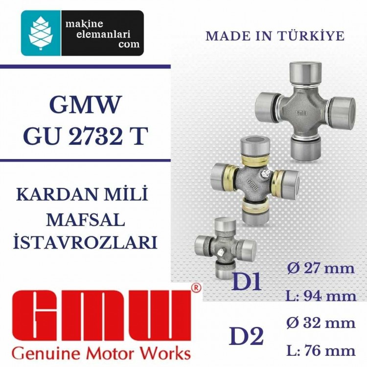 GMW GU 2732 T İstavroz Rulmanı GU2732T Ø27x94-Ø32x76 mm (MADE IN TÜRKİYE)