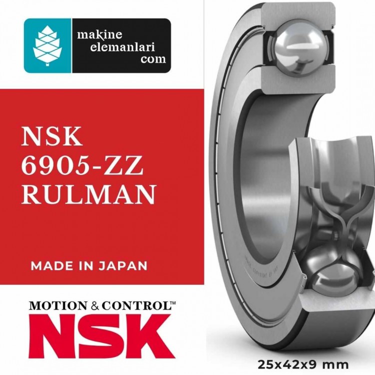 6905 ZZ NSK Rulman - Çelik Kapak (25x42x9 - 25*42*9) (61905)
