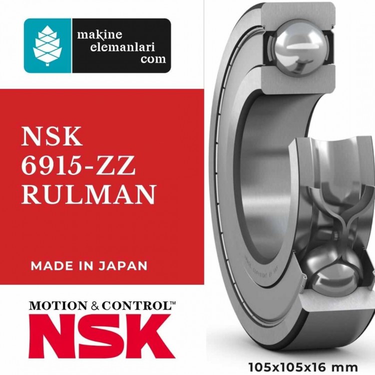6915 ZZ NSK Rulman - Çelik Kapak (75x105x16 - 75*105*16) (61915)