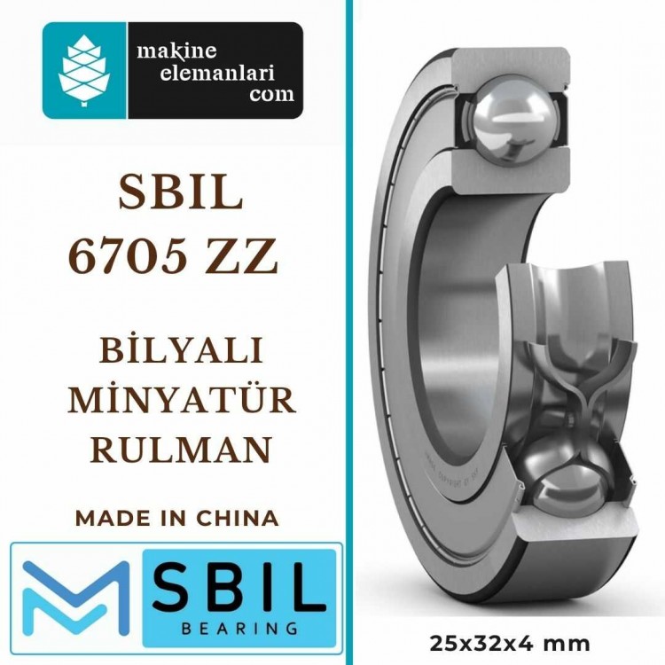 6705 ZZ SBIL Rulman Çelik Kapak (25x32x4 - 25*32*4 mm) 61705