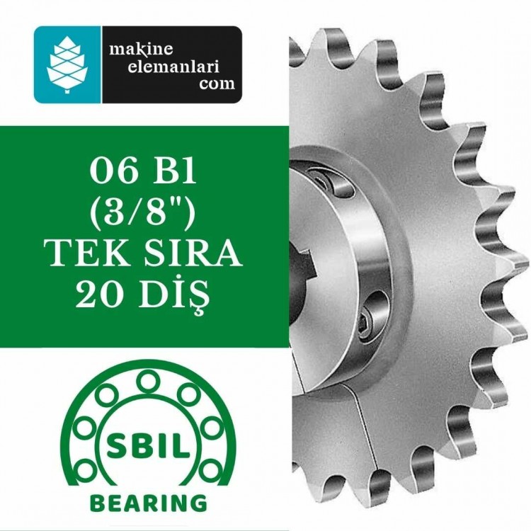 06 B1 (3/8" Tek Sıra) - 20 Diş SBIL MARKA ZİNCİR DİŞLİ (06B1)